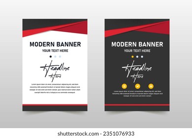 Plantilla de Banner Creativo de Negocio Rojo con Curvas, se puede usar para diseños de negocio, de presentación o cualquier diseño adecuado.