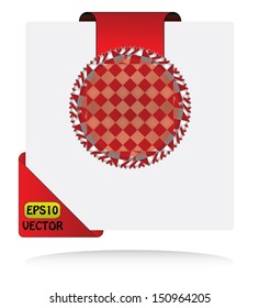 Creative red checkered sale label and red corner label. Isolated vector design for Christmas. Editable vector illustration.