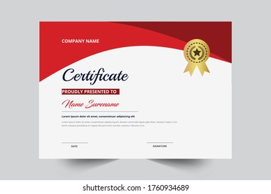 Red Gold Color Certificate Award Education Stock Vector (Royalty Free ...