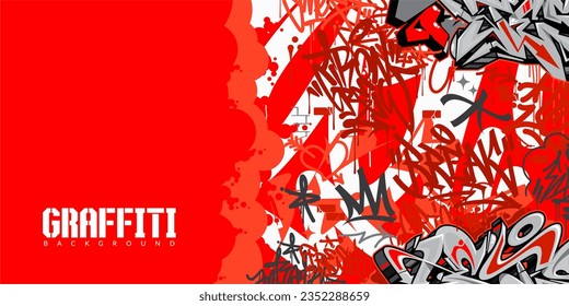 Creative Red Colorful Abstract Urban Style Hiphop Graffiti Street Art Vector Illustration Background Template
