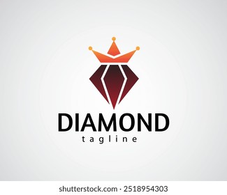 creative red diamond with a crown on top logo design