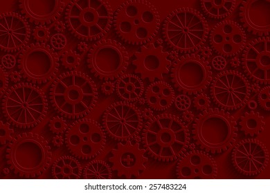 Creative red gears background. Eps10 vector for your design.