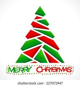 Creative Red Green Chrismtas Tree Design With Triangle Vector