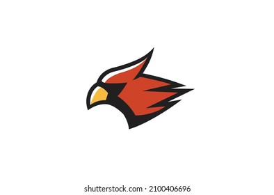 Creative Red Head Bird Cardinal Abstract Logo Design Vector