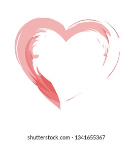 creative red heart art abstract illustration , brush method