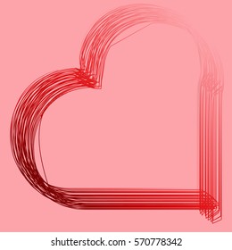 Creative red heart on a pale pink background