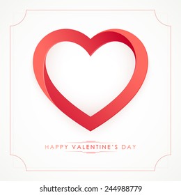 Creative red heart on white background for Happy Valentines Day celebration.
