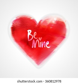 Creative red heart with stylish text Be Mine on grey background for Happy Valentine's Day celebration.