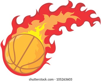 Creative Red Hot Basketball Illustration