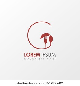 Creative Red Letter g Restaurant logo icon isolated on white background. Restaurant menu logo template with  fork and spoon symbol. Vector Illustration