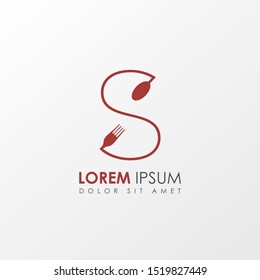 Creative Red Letter s Restaurant logo icon isolated on white background. Restaurant menu logo template with  fork and spoon symbol. Vector Illustration