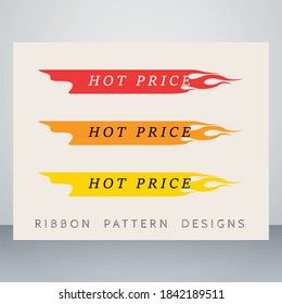 Creative red, orange and yellow colour vector hot ribbon pattern designs