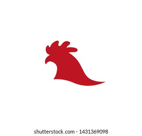 Creative Red Rooster Barbecue Head Logo Design Symbol Vector Illustration
