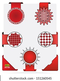 Creative red round labels and corner labels set. Isolated editable vector illustration. Easy to edit vector set, objects are grouped separately.
