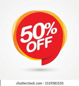 Creative red sale banner. Sale 50 off. Vector illustration.