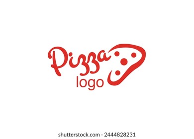 Rebanada roja creativa de pizza de queso. Símbolo de diseño de Vector de logotipo