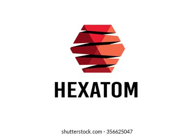 Creative Red Spiral Hexagon Technology Logo Symbol Illustration