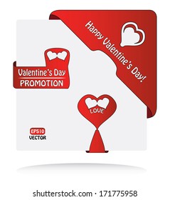 Creative red valentines day label set with text and hearts. Isolated easy to edit eps10 vector. Abstract red labels, bitmap image available in my portfolio.