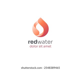Gradiente rojo creativo del logotipo de la gota de agua