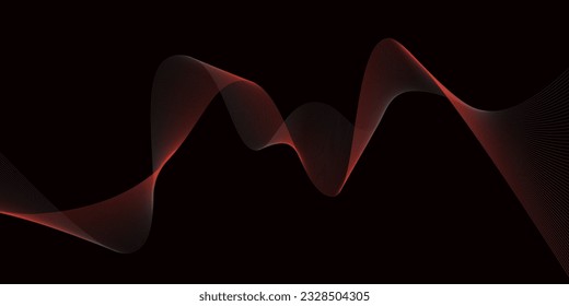 Creative red wave texture or background. Curved smooth lines created by bend tool. Abstract isolated design or DNA. Vector illustration.