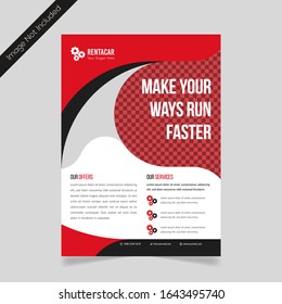 Creative Red Wavy Shape Flyer Template, Car Business Promotion Leaflet Cover Page Design