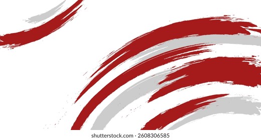 Creative red and white abstract sports background with grunge texture, brush stroke and halftone effect