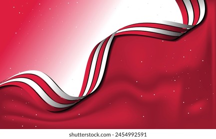 Creative Red and white Background with Ribbon vector template design