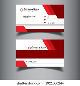 Creative Red And White Color Business Card Design Mockup. Clean Vector Illustration And Template.