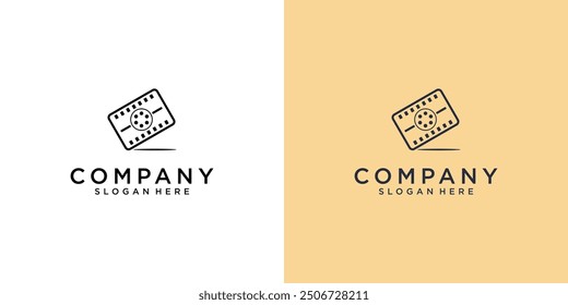 Creative reel people film logo design premium vector