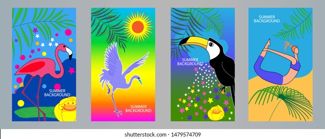 Creative relaxation and nature. Vector Illustration poster. Design template of summer background.