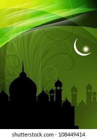 Creative religious eid background with mosque. Vector illustration