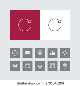 Creative reload Line Icon with Bonus Icons. 