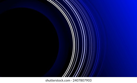 Creative repeating outline circles copy space frame over dark blue gradient presentation background