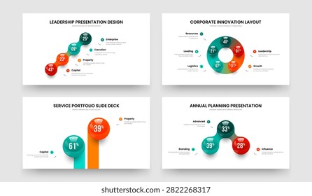 Creative Report 4 5 2 3 Step Infographic Presentation Design Bundle. Simple Launch Four Five Two Three Option Chart Slide Template Vector Illustration Collection.
