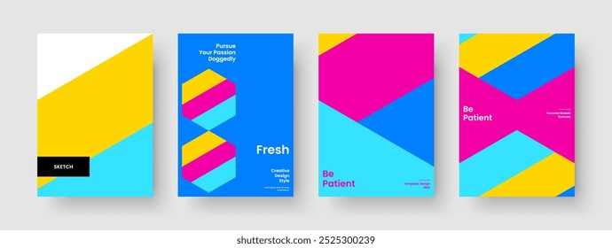 Modelo de relatório criativo. Projeto de folheto abstrato. Layout Geométrico Da Apresentação Comercial. Capa de Livro. Cartaz. Faixa. Panfleto. Histórico. Folheto informativo. Diário. Carteira. Catálogo. Identidade da marca