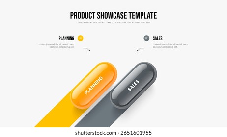 Creative Report Two Option Infographic Slideshow Template. Financial Innovation Frame Layout Vector Illustration. Market Visualization 2 Element Diagram Presentation Design.