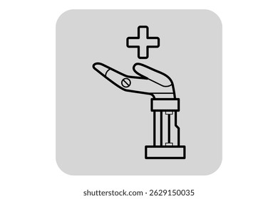Creative representation of alternative medicine featuring robotic hand offering assistance. Concept of modern approach to health and healing practices