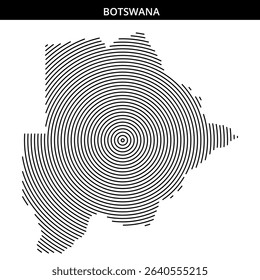 Creative representation of Botswana's map using spiral lines.