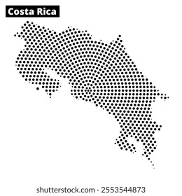 A creative representation of the Costa Rica map using a dotted pattern with abstract lines in the background.