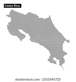 A creative representation of the Costa Rica map using a dotted pattern with abstract lines in the background.