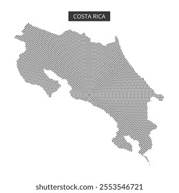 A creative representation of the Costa Rica map using a dotted pattern with abstract lines in the background.