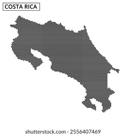 A creative representation of the Costa Rica map using a dotted pattern with abstract lines in the background.