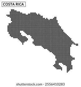 A creative representation of the Costa Rica map using a dotted pattern with abstract lines in the background.