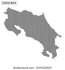 A creative representation of the Costa Rica map using a dotted pattern with abstract lines in the background.