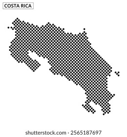 A creative representation of the Costa Rica map using a dotted pattern with abstract lines in the background.