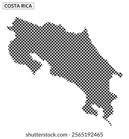 A creative representation of the Costa Rica map using a dotted pattern with abstract lines in the background.