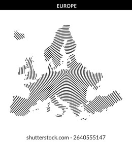 Creative representation of Europe using concentric spiral patterns.