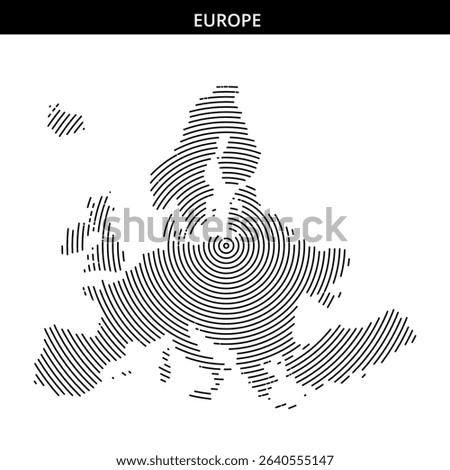 Creative representation of Europe using concentric spiral patterns.
