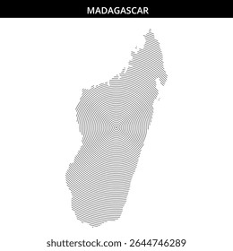 A creative representation of Madagascar using circular line patterns.