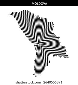 A creative representation of Moldova using circular line patterns.